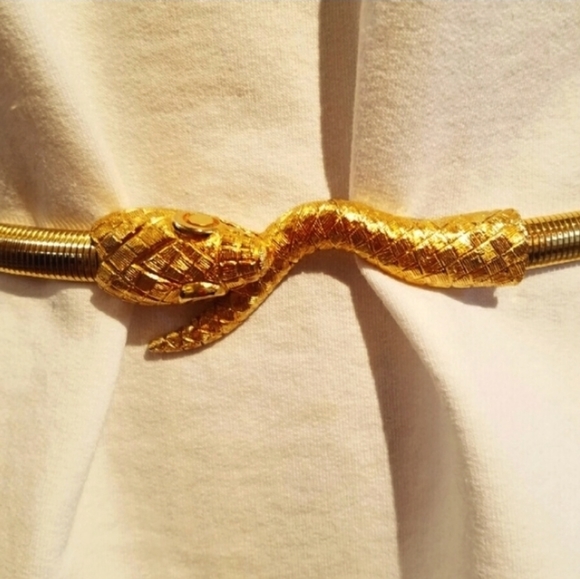 Vintage Snake Goldtone Stretch Belt - Picture 10 of 10